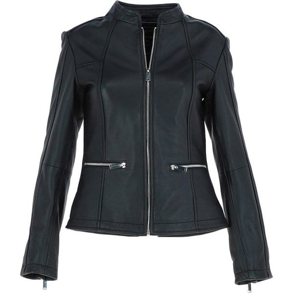 'Chiara' Ladies Mandarin Collar Leather Biker Jacket: AWL-265