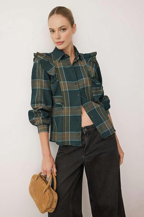 WOVCOR Textured Shirt with Ruffle Details