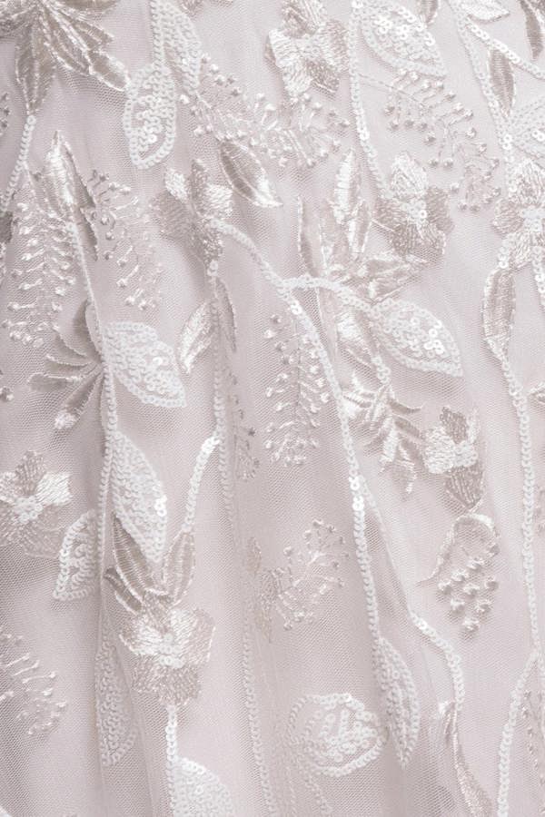 Flared Sleeve Embroidered Maxi Dress - White DR3279A