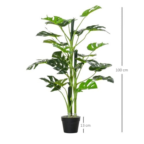 Wyld Haus Nalale Lumo Set Of 2 Artificial Monstera Style Trees With Cheese Leaf Design And Pots
