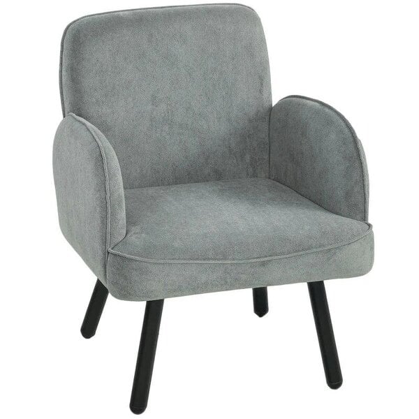 Lounge Chair Velvet Upholstered Armchair with Spring Cushion for Living Room Bedroom Grey