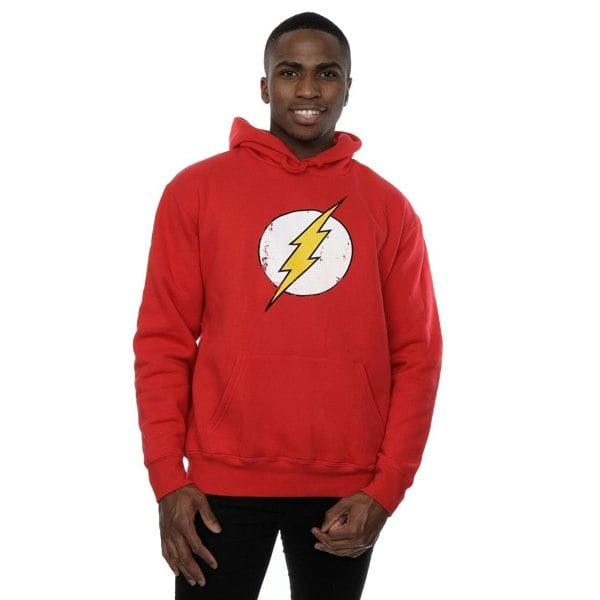 DC Comics Mens Flash Distressed Logo Hoodie - Red