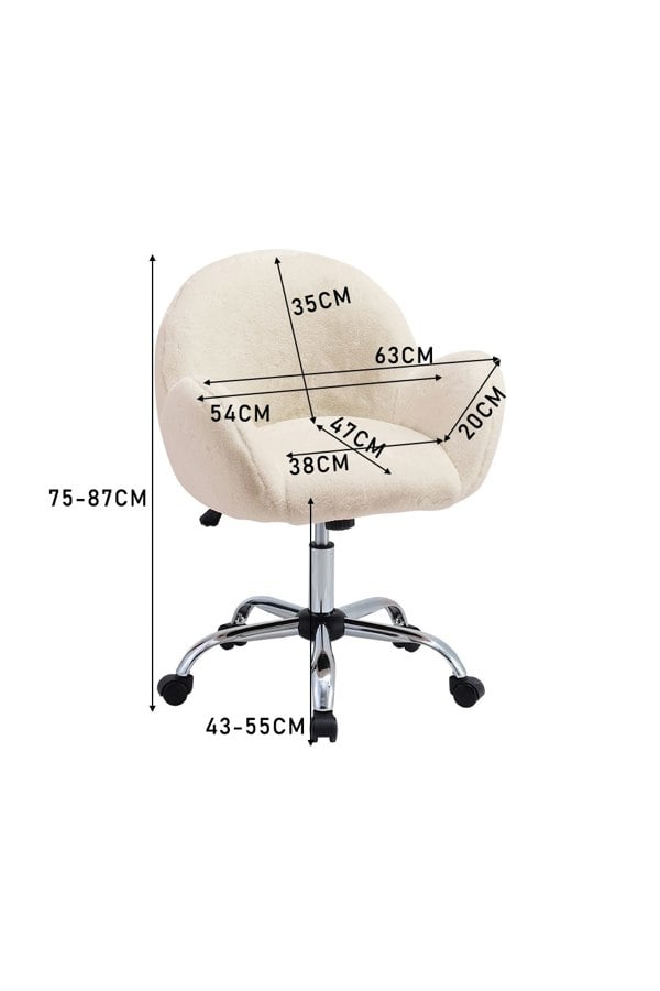 Living and Home Adjustable Height Plush Swivel Office Chair