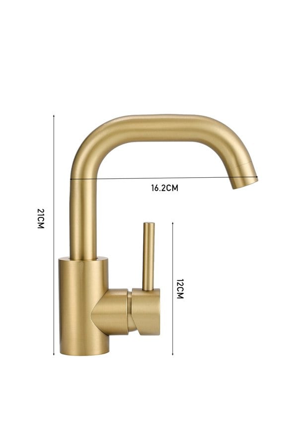 Living and Home Gold Arc Single-Handle Bathroom Faucet with Swivel Spout