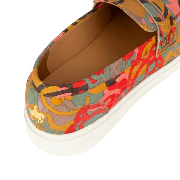 Embassy London Walter - Multi Print - Men's white sole Summer Loafer in eye catching soft leather