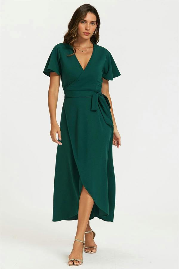 FS Collection Wrap Maxi Dress In Green
