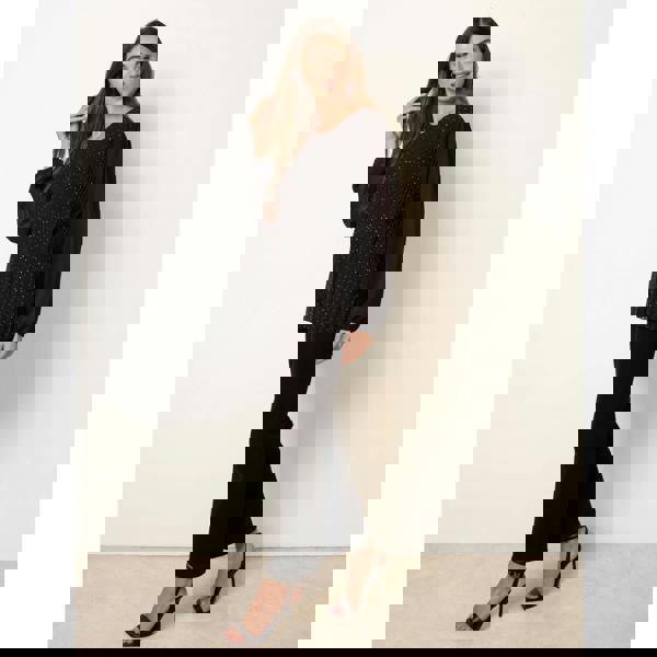 Blue Vanilla Rhinestone Pleated Chiffon Top