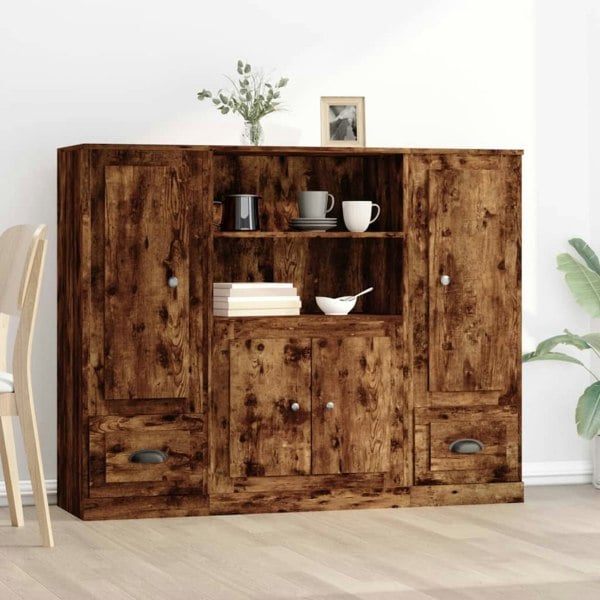Berkfield Highboards 3 pcs Smoked Oak Engineered Wood
