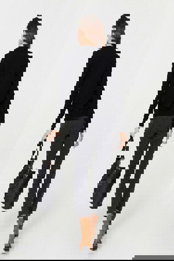 Black | Textured Knitted Long Sleeve Jumper
