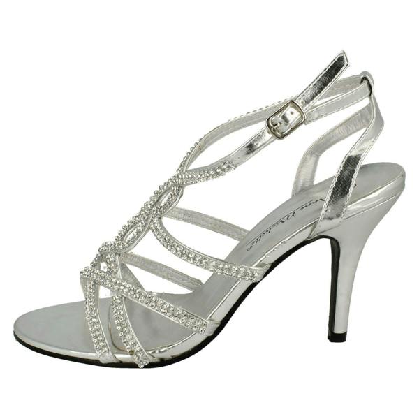 Anne Michelle Ladies Anne Michelle Heeled Ankle Strap Sandal Shoes