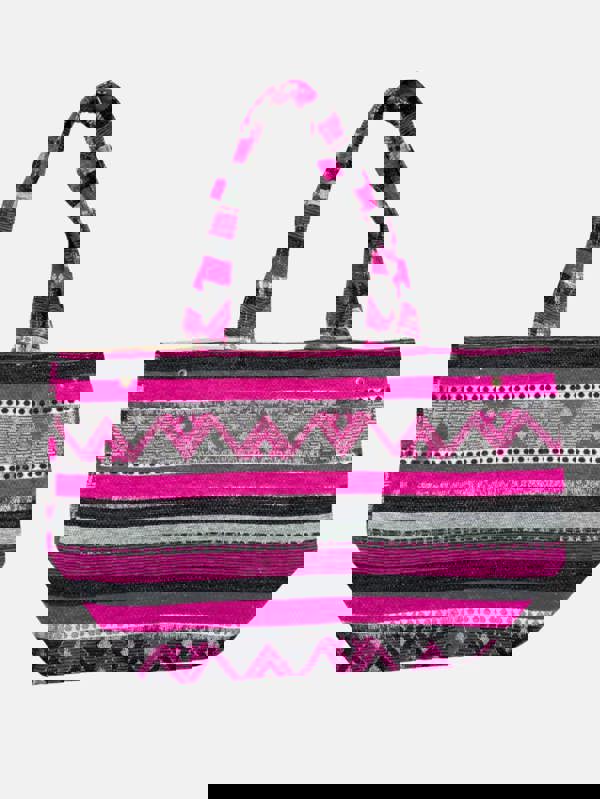 Berber Leather The Nador Large Expandable Fabric Tote in Pink