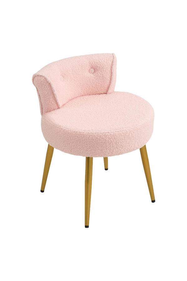 Living and Home Teddy Fleece Dressing Table Stool with Iron Legs