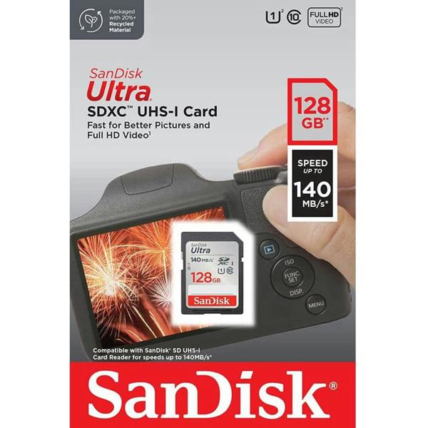SanDisk Ultra SDXC Memory Card 140MB s UHSI Class 10 128GB