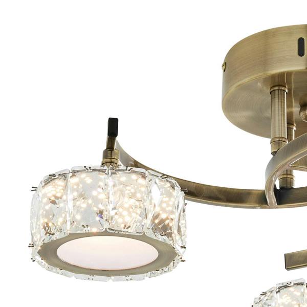 Pagazzi Lighting Dilan 3 Light Antique Brass LED Semi Flush Ceiling Light