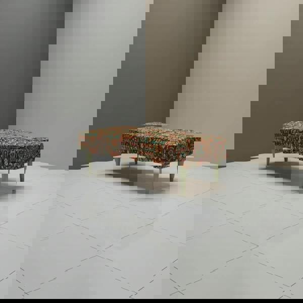 Modern upholstered bench as footstool or coffee table alternative