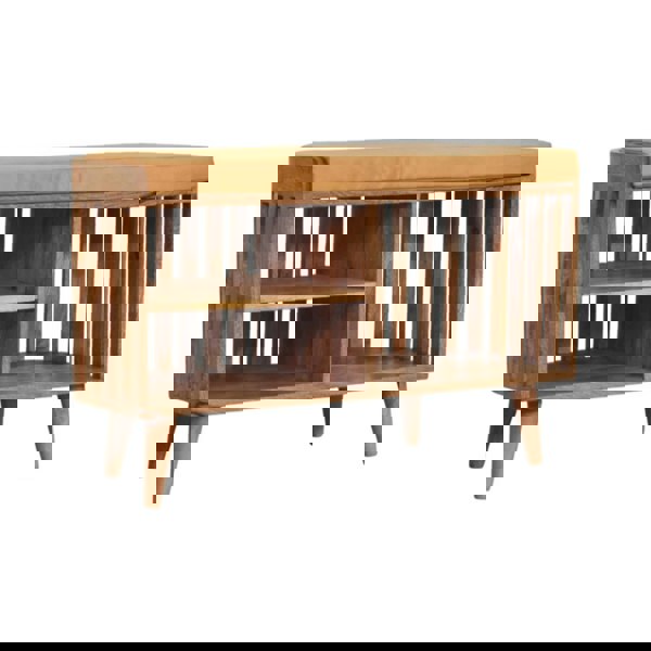 Artisan Furniture Slatted Oak-ish Bench with 3 slots