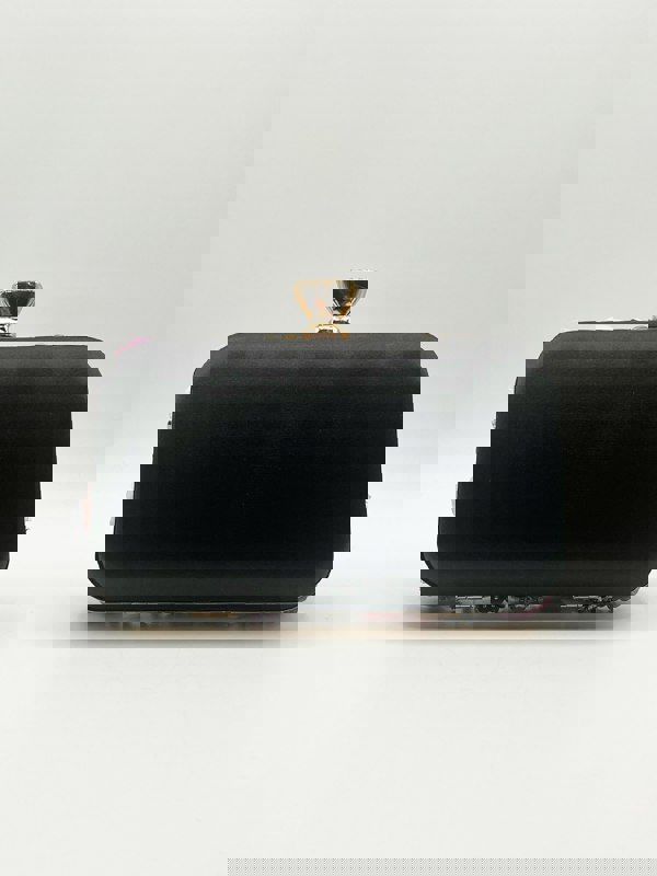 SVNX Black Floral Applique Clutch Bag