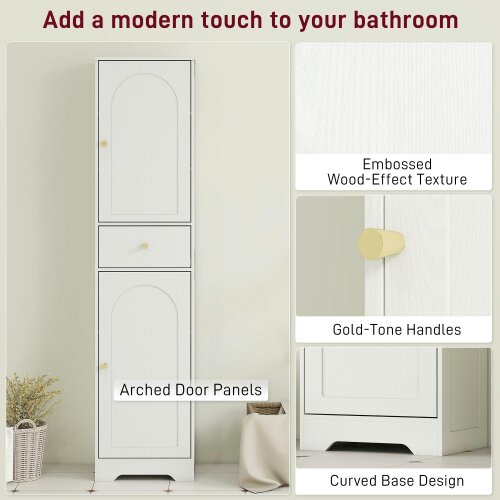Wyld Haus Remodi Tall Bathroom Storage Cabinet With Arched Door Design White