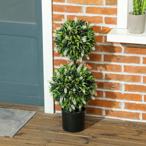 Wyld Haus Kelola Set Of 2 Artificial Lavender Flower Ball Trees In Pots H8 70cm White