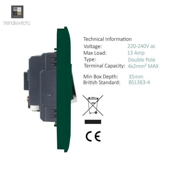 Trendi Switch 13 Amp Fused Spur with Flex Outlet in Dark Forest Green