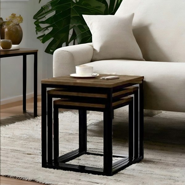 Rafaelo Mobilia 3 Nest Of Tables Dark Wood