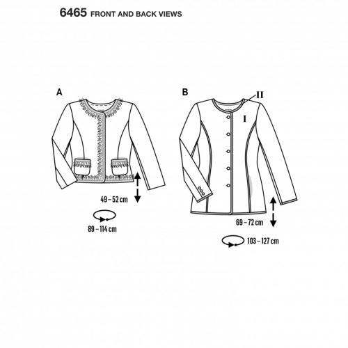 Burda Sewing Pattern 6465 Jackets For Women, 8 to 20 - Intermediate