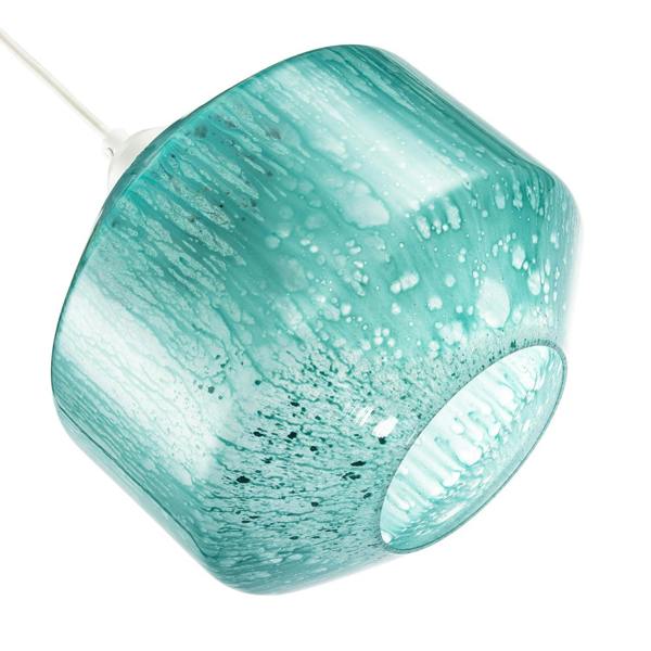 Modern Aqua Teal Reactive Mottled Glass Pendant Ceiling Light Shade Image 5
