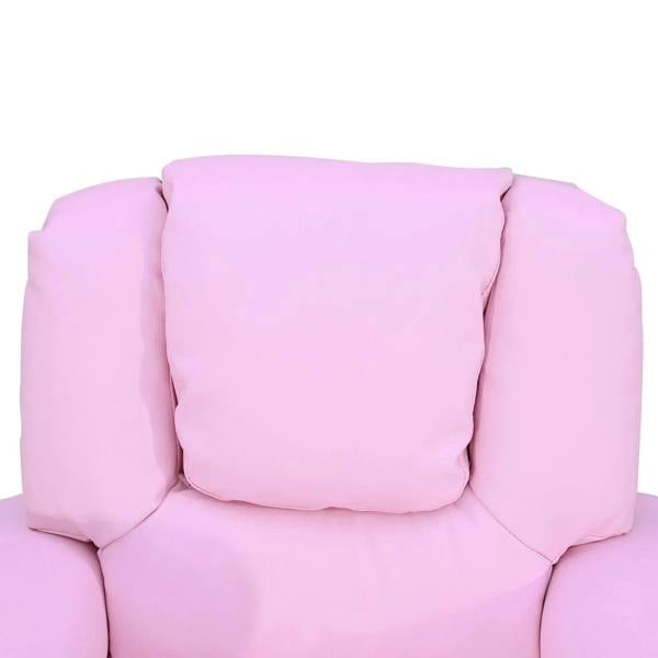 Pink kids recliner chair backrest with large padded headrest