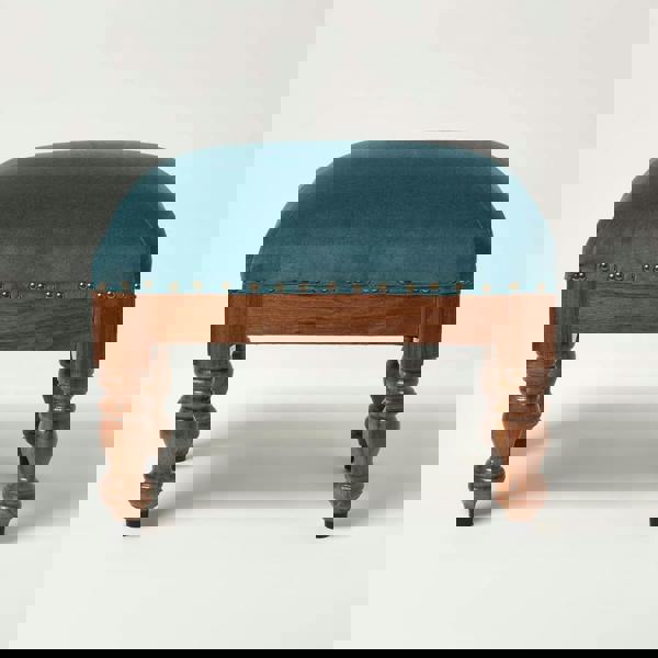 HOMESCAPES Mable Velvet Square & Rectangular Footstool