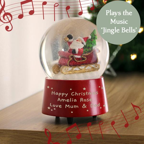 Personalised Musical Santa Snow Globe - detail view
