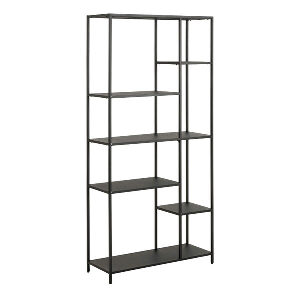 Wyld Haus Graz Matt Black Metal Asymmetrical Bookcase 6 Shelves