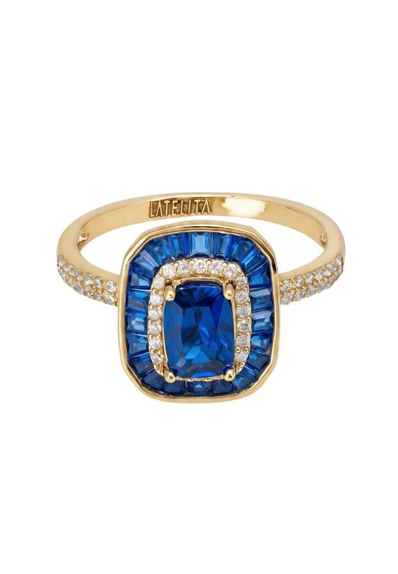 Latelita Great Gatsby Sapphire Cocktail Ring Gold