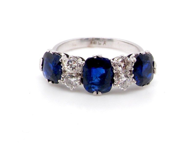 art deco vintage sapphire and diamond gem ring