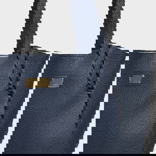 Assots London 'URBAN TOTE' Navy Pebble Grain Real Leather Work Tote Bag