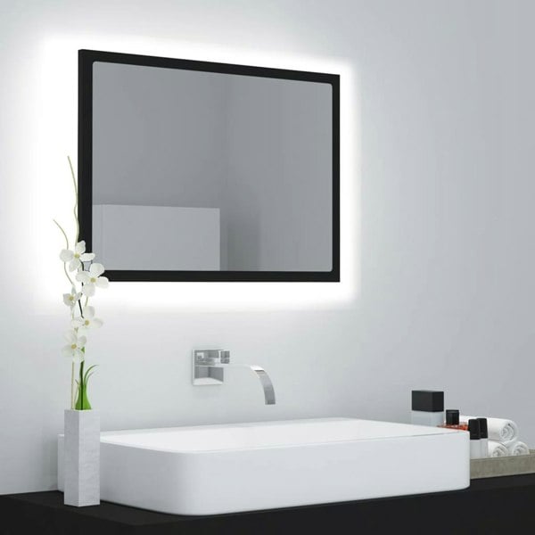 Berkfield LED Bathroom Mirror Black 60x8.5x37 cm Acrylic