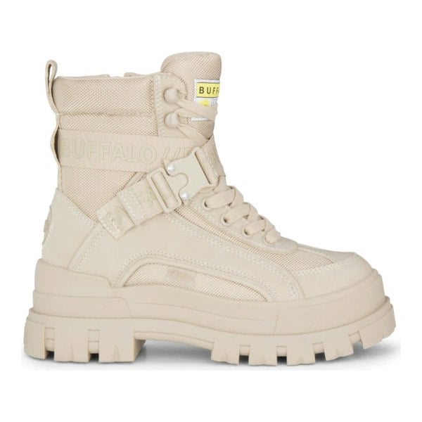 Buffalo ASPHA COM1 - Women’s Beige Combat Platform Boots