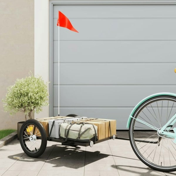 Berkfield Bike Cargo Trailer Black 126x63x34 cm Iron