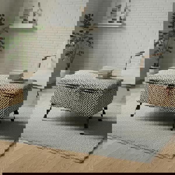 Premium Eden Embossed Pattern Storage Footstool Ottoman – Window Bay Seat & Multi - Use Coffee Table Bench - ISTOOLS