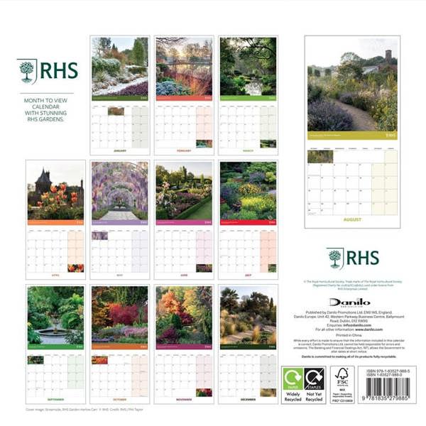 RHS, Gardens Calendar 2027, Wall Calendars, Month To View, Lifestyle, Gift