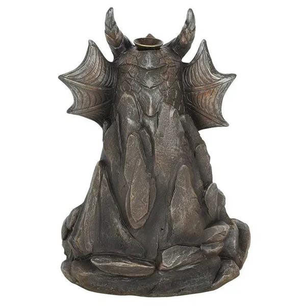 Grey dragon backflow incense burner with detailed dragon front and top cup