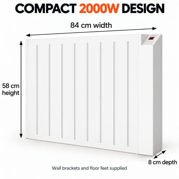 MYLEK Electric Radiator Panel Heater WIFI Smart APP Eco 2000W Bathroom Safe Wall Mounted Timer Thermostat
