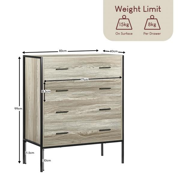 Vida Designs Brooklyn 4 Drawer Chest, Dark Wood