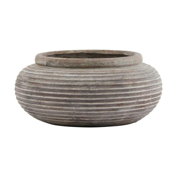 Hill Interiors Siena Ribbed Round Planter - Brown