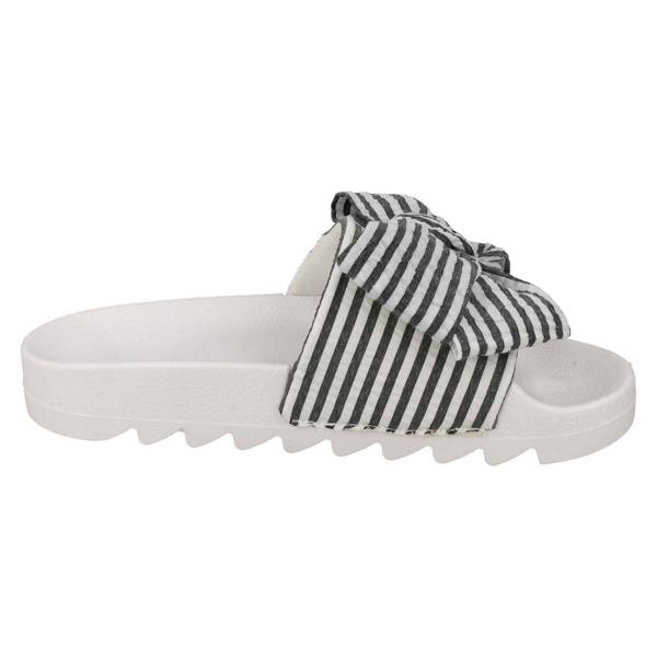 Spot On Ladies Spot On Striped Bow Vamp Sliders