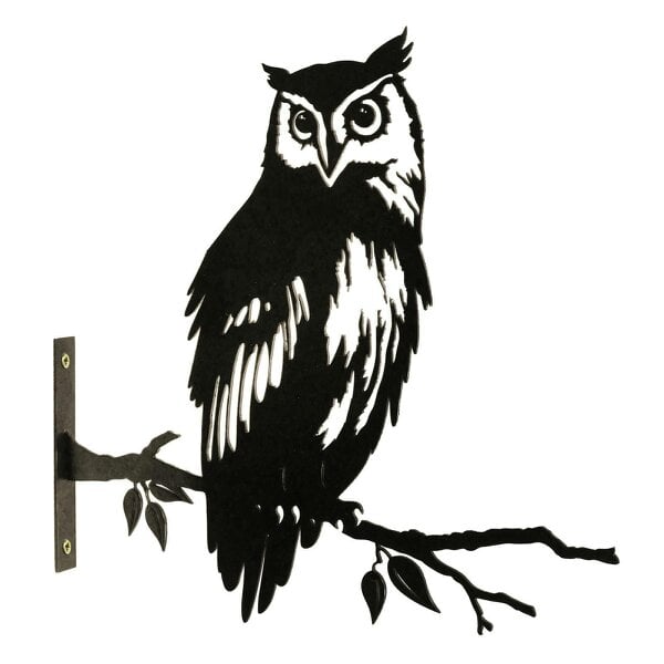 EDH Door Hardware Metal Owl Large Tree Silhouette – 35cm x 29.5cm | Rustic Outdoor & Indoor Wall Art for Garden, Fence, or Home Décor