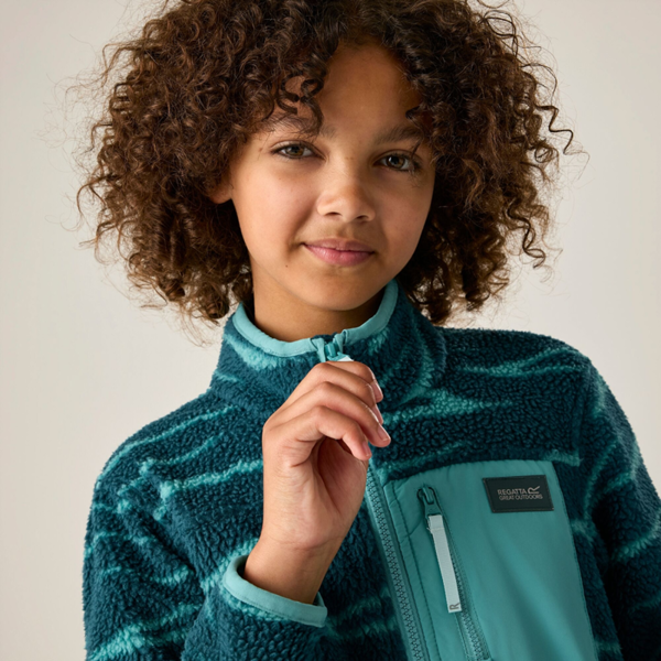 Regatta Kids Frankie Zebra Print Full Zip Fleece Jacket - Mediterranea