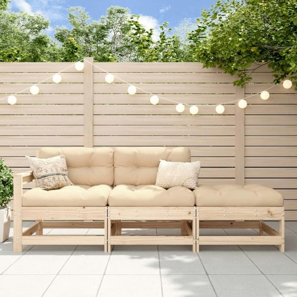 Berkfield 3 Piece Garden Lounge Set with Cushions Solid Wood