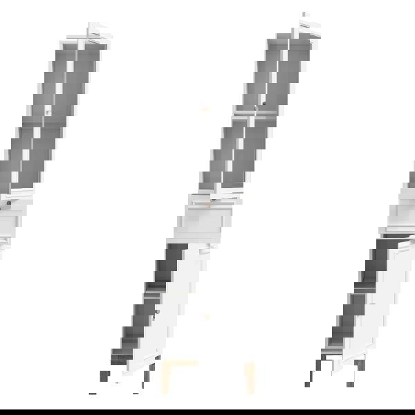 Furniture To Go Wensley Display Cabinet with 1 Door 1 Drawer and  1 Glass Door in Light Grey and Oak