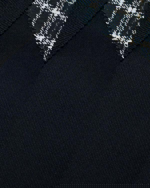 Lyle & Scott Check Panelled Mens Polo Shirt - Z271 Dark Navy | CHO | Designer Mens Short Sleeve Polo Shirts