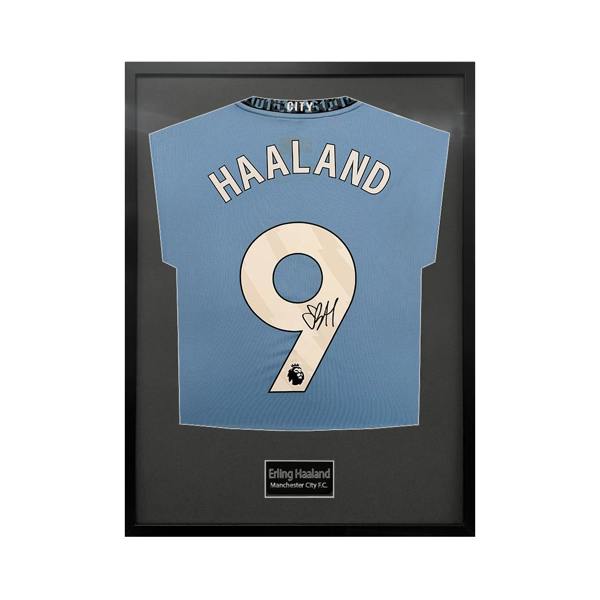 Erling Haaland Signed Manchester City Shirt Standard Frame (ACG)